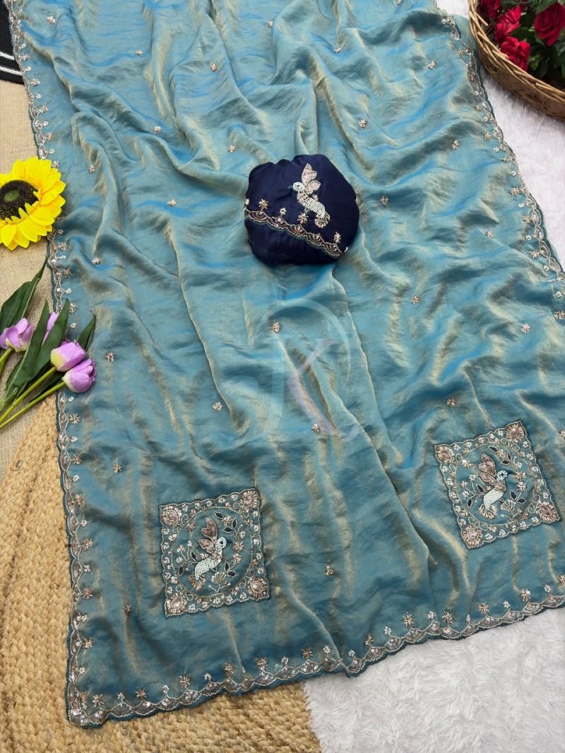Jk 502 Soft Fabric Embroidery Work Saree